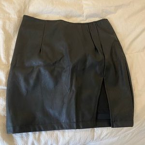black leather skirt
